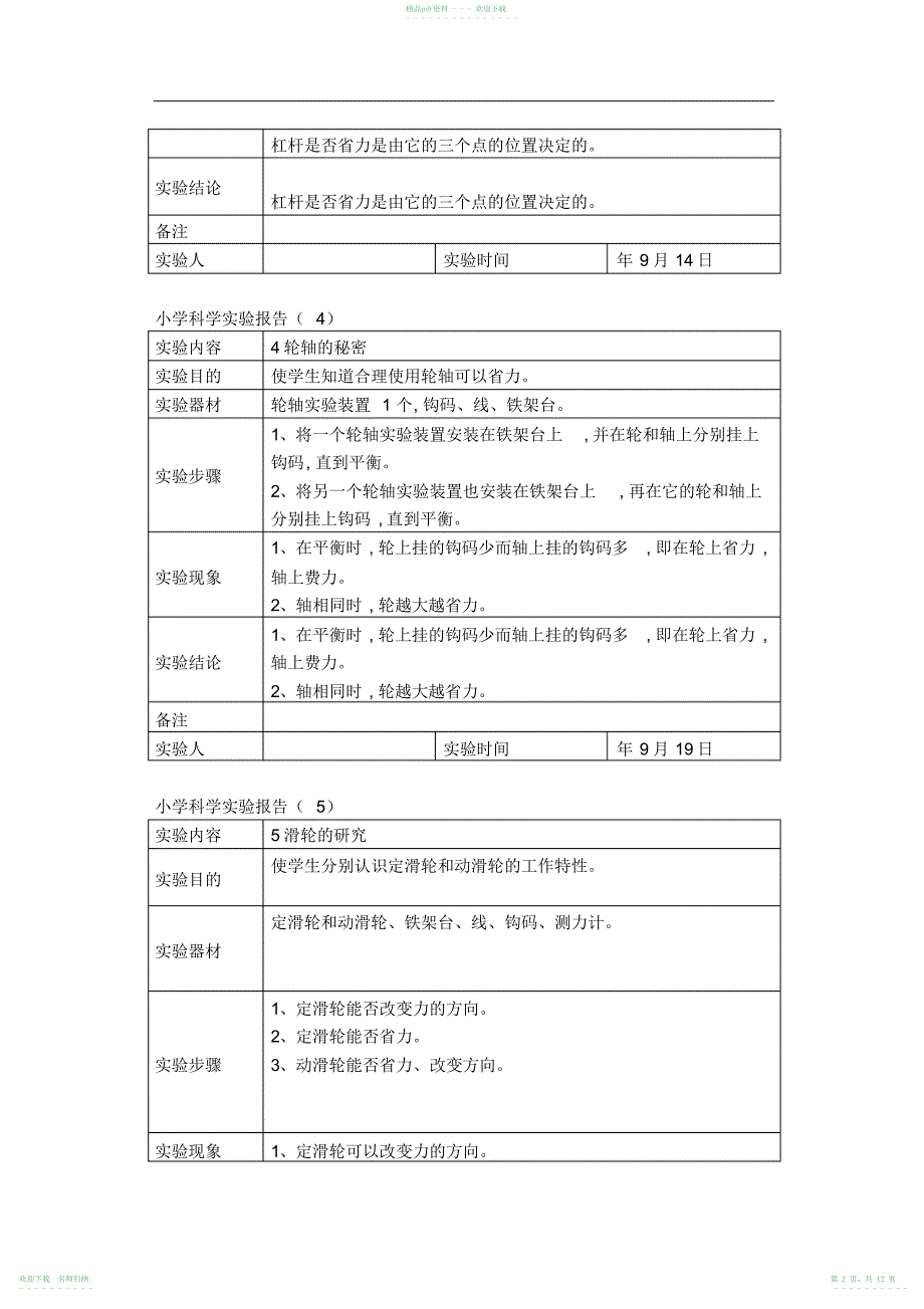 小学六年级科学上册实验报告_第2页