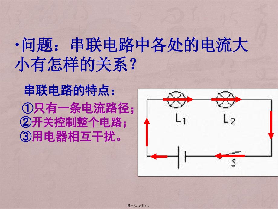 人教版九年级物理课件-串、并联电路中电流的规律_第1页