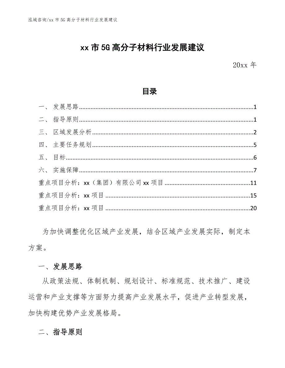 xx市5G高分子材料行业发展建议（审阅稿）_第1页