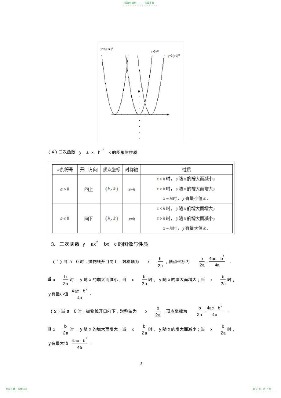 完整word版,九年级上册数学二次函数知识点汇总,推荐文档_第3页