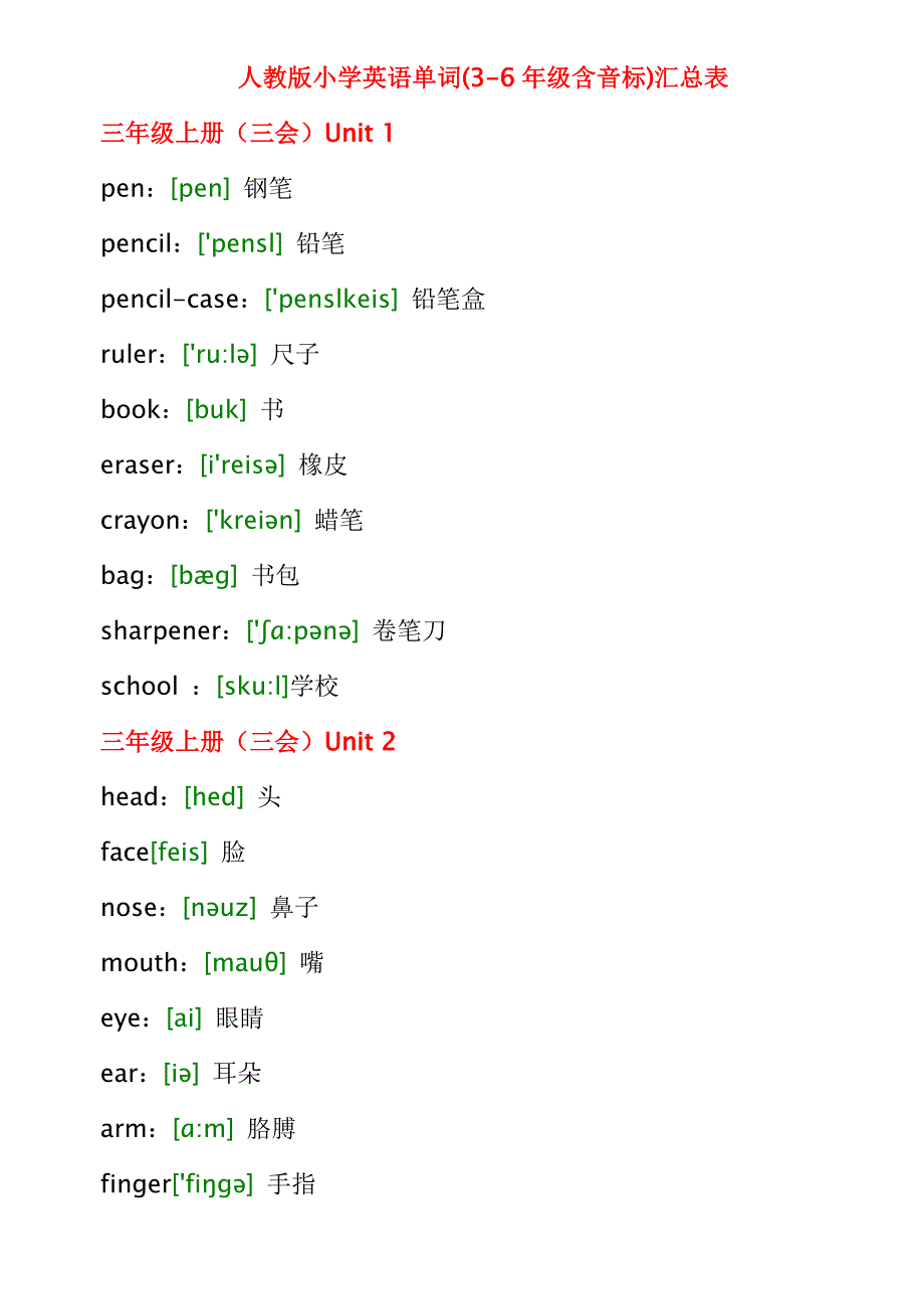 人教版小学3-6年级英语单词汇总带音标 (2)_第1页