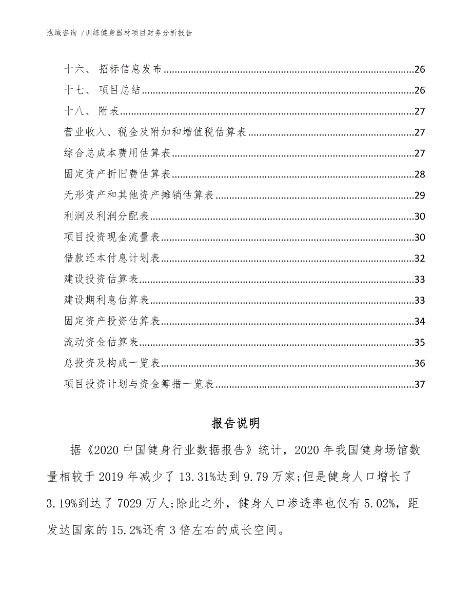 训练健身器材项目财务分析报告（参考范文）_第2页