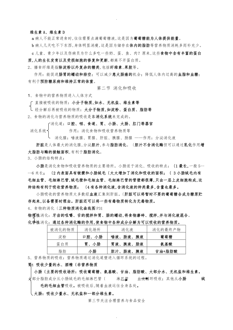 新人版七年级（下册）生物每课知识点总结00244_第3页