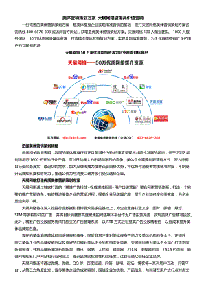 美体营销策划方案 天展网络引爆高价值营销 (2)