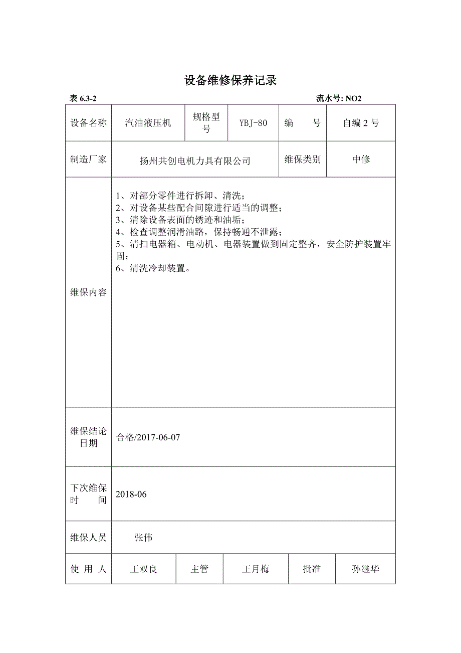 设备维修保养记录75998_第3页