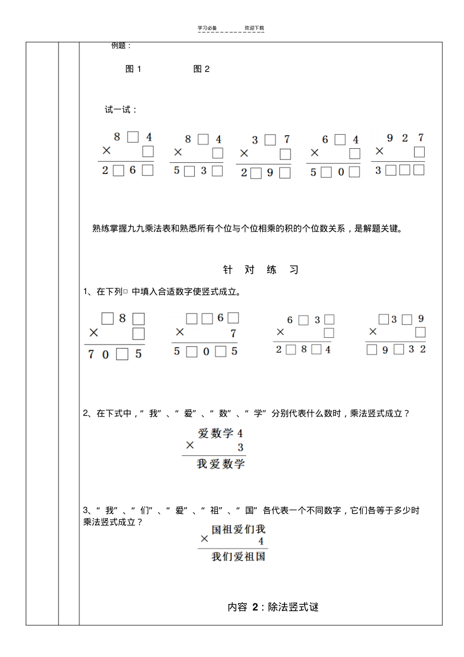 教案：竖式图形迷乘除法_第2页