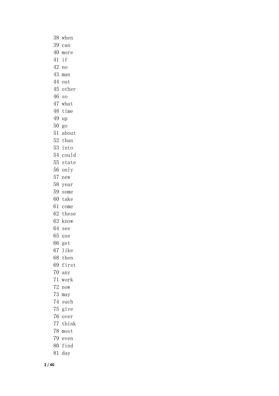 英语常用单词2000个使用频率列表(标准原版)_第2页