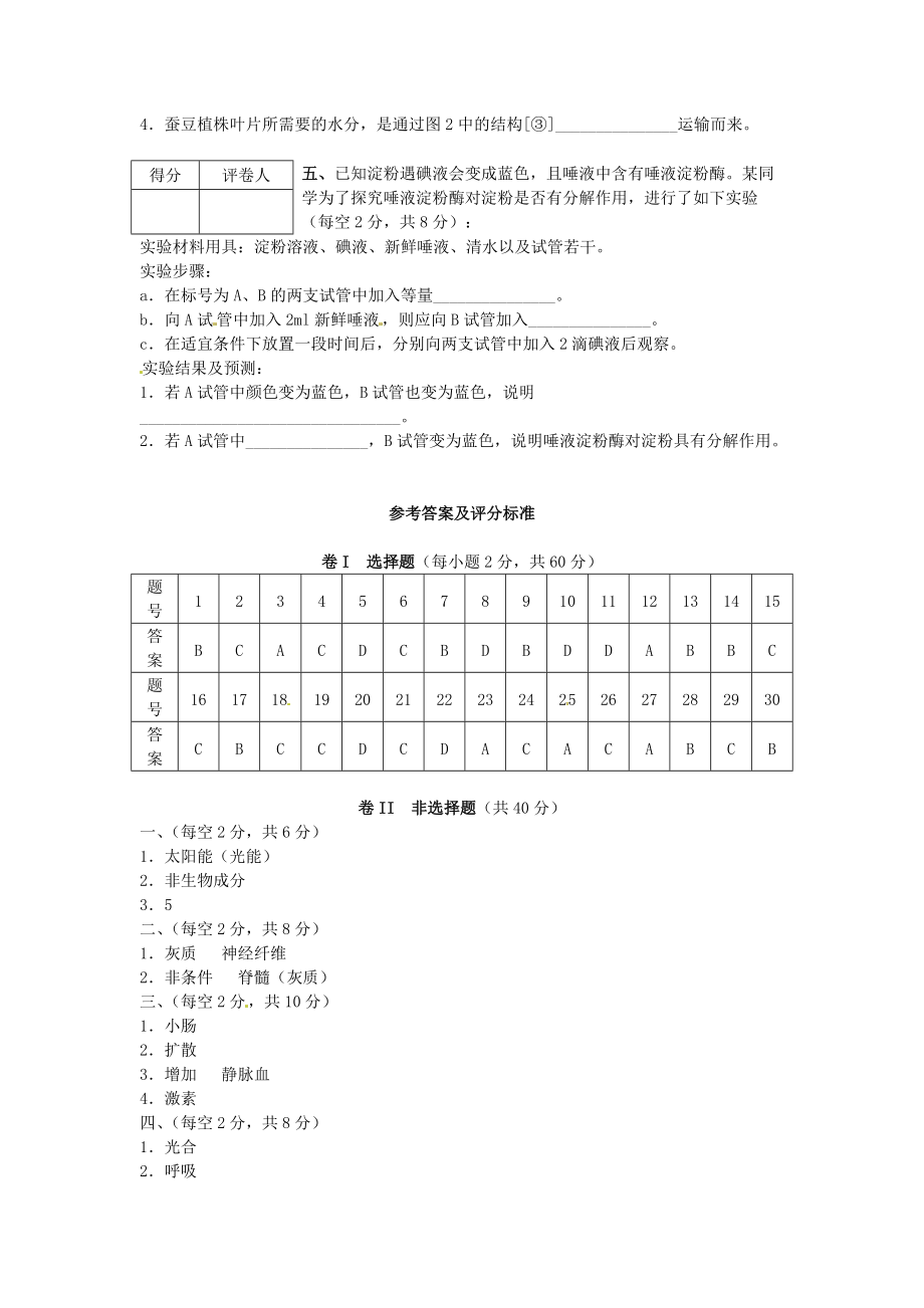 2012年四川省广安市中考生物真题及答案_第4页