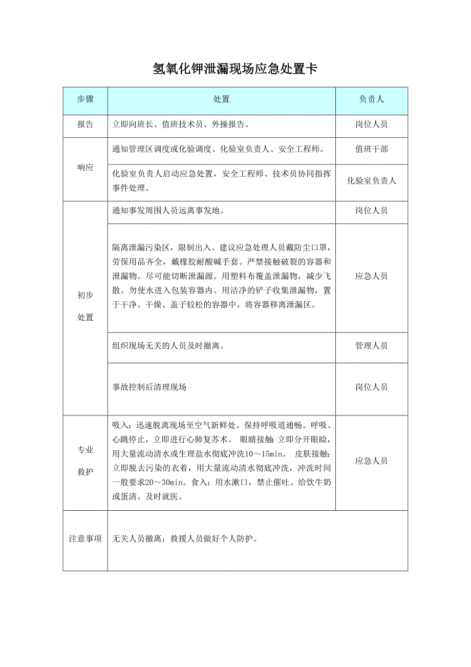 新版【处置卡模板】安全生产应急处置卡模板（危化品泄漏）_第4页