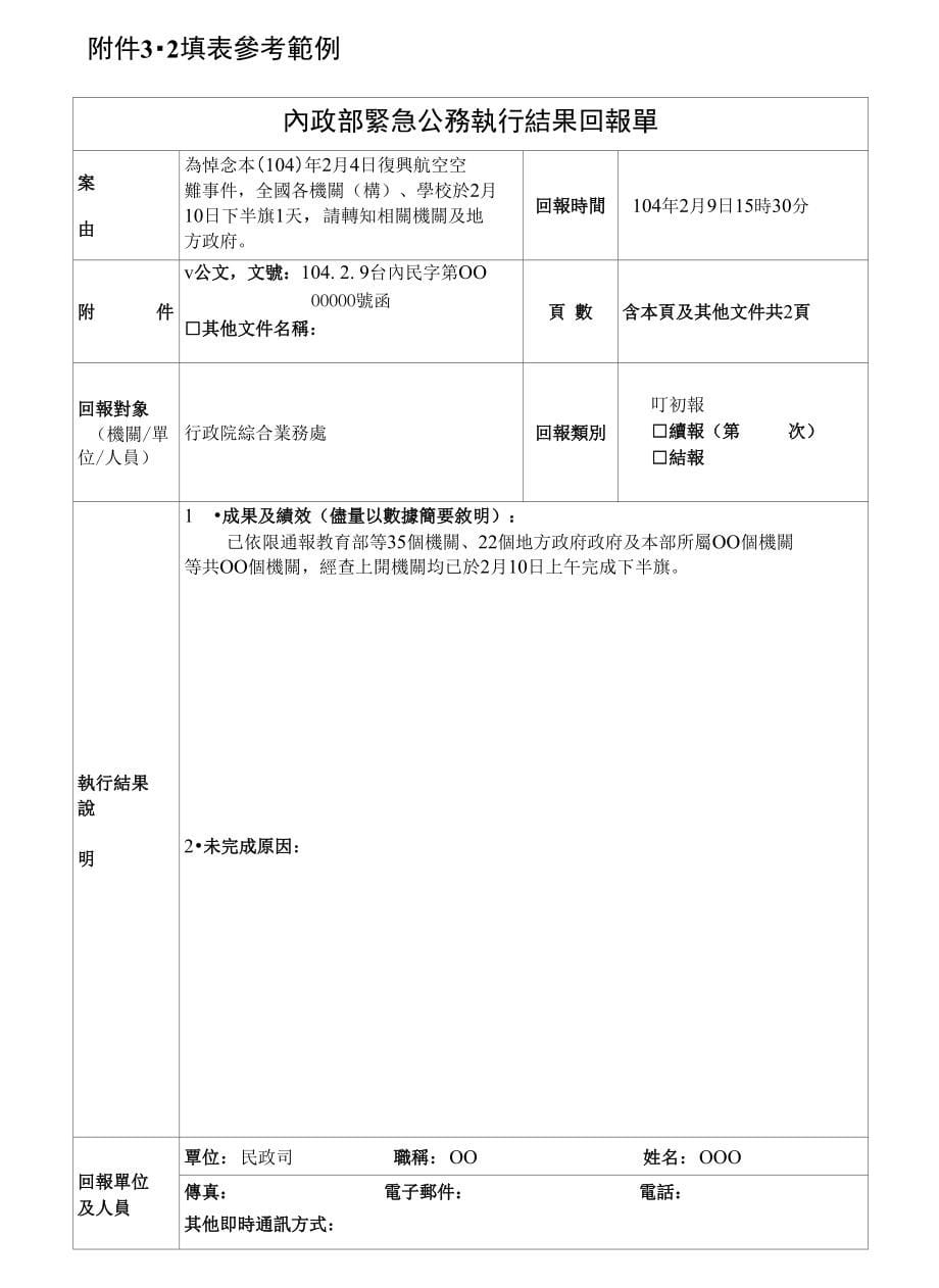 （机关全衔）紧急公务讯息通报单_第5页