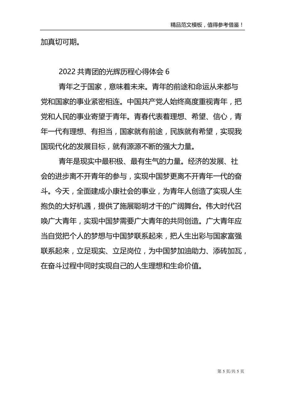 2022共青团的百年光辉历程心得体会简短6篇_第5页