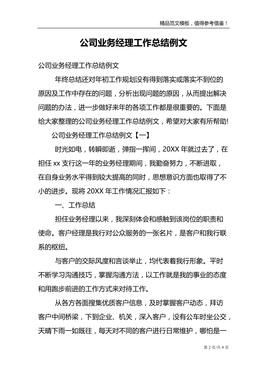 公司业务经理工作总结例文_第2页