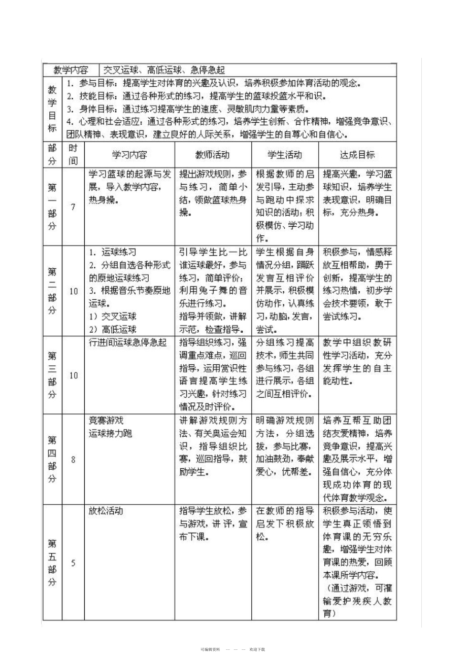 2022年体育教案小学生篮球基础训练课──运球_第4页