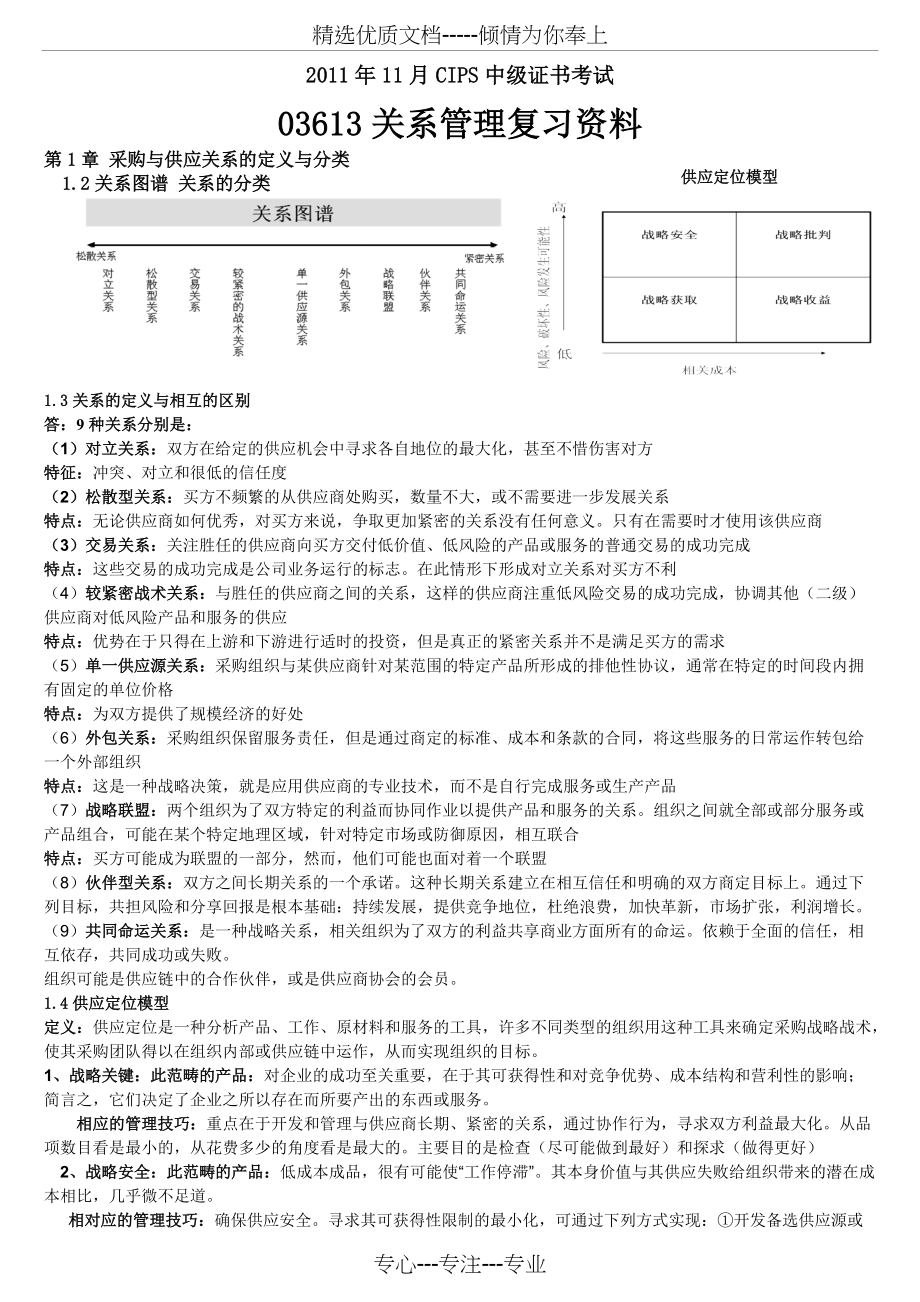 2011年《采购与供应关系管理》复习资料(共8页)_第1页