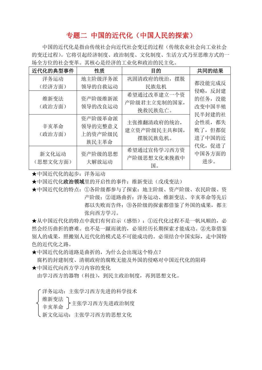 《八年级历史上册 二 中国的近代化学案 人教新课标版》_第1页