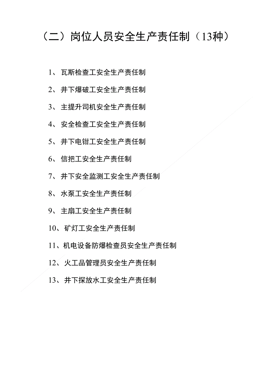 岗位人员安全生产责任制13种_第1页