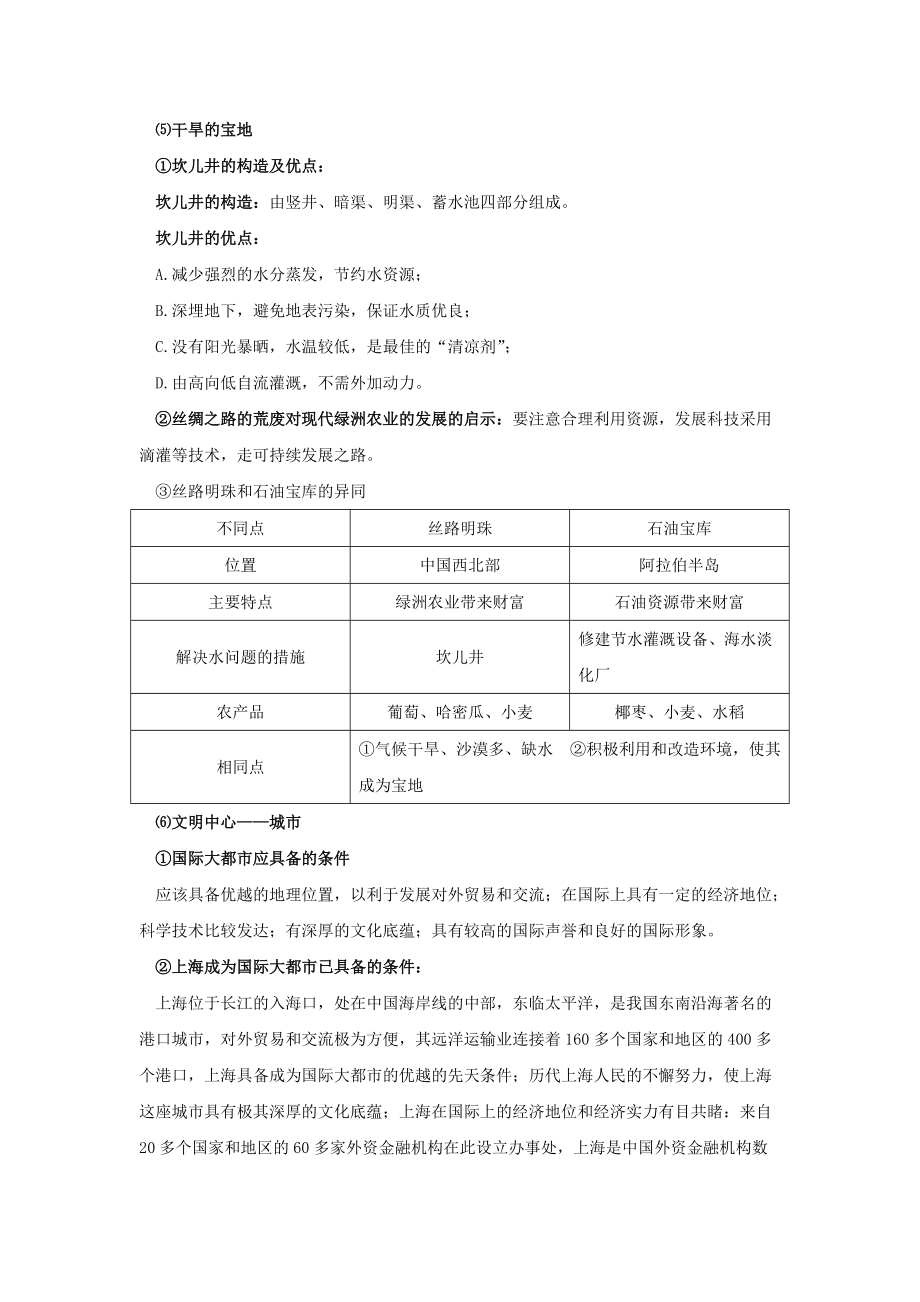 《七年级历史与社会上册 第四单元《各具特色的区域生活》复习教案 人教新课标版》_第4页