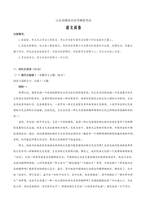 2021届山东省潍坊市高考模拟考试语文试卷及答案