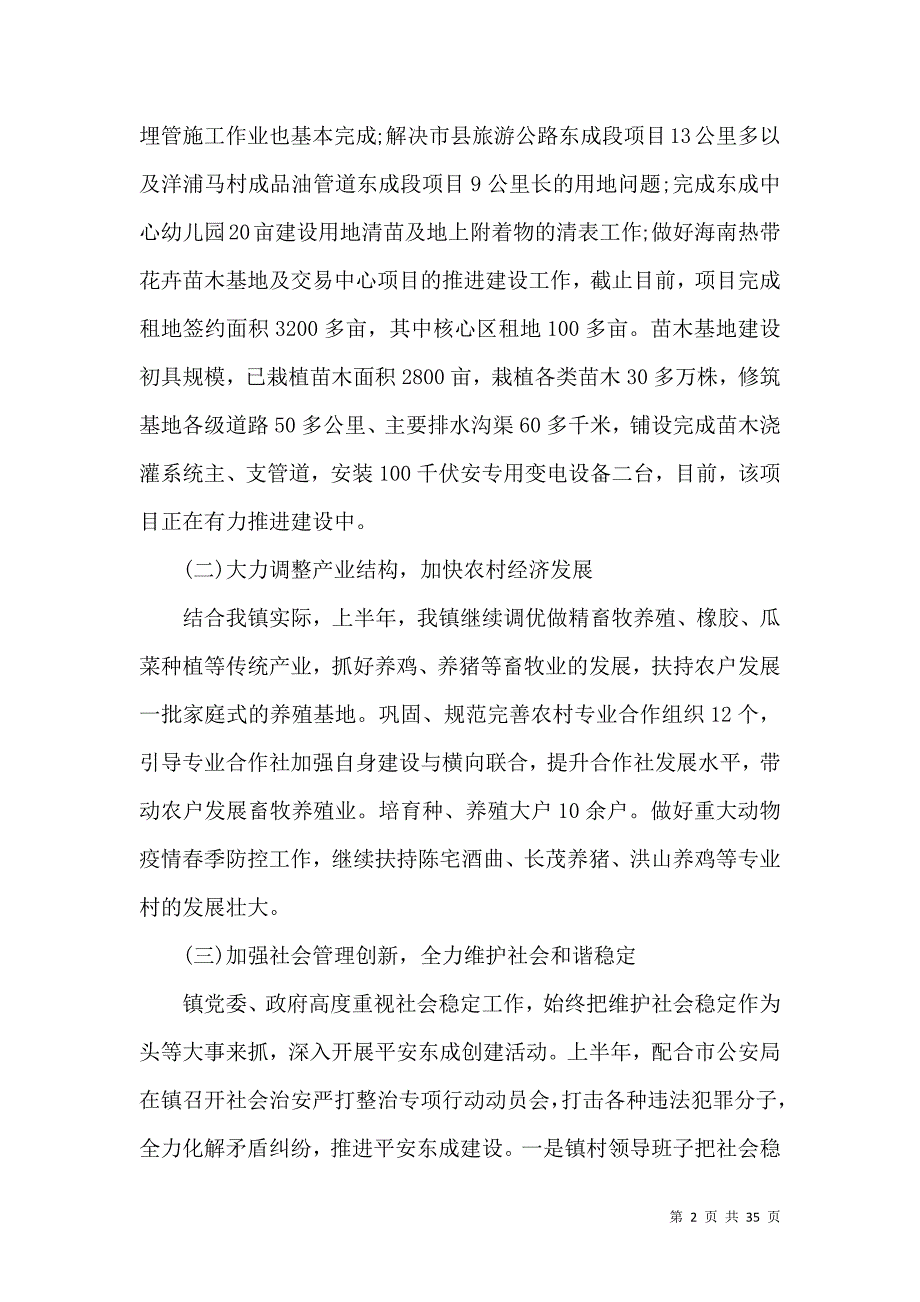 《2021年乡镇上半年工作总结》_第2页