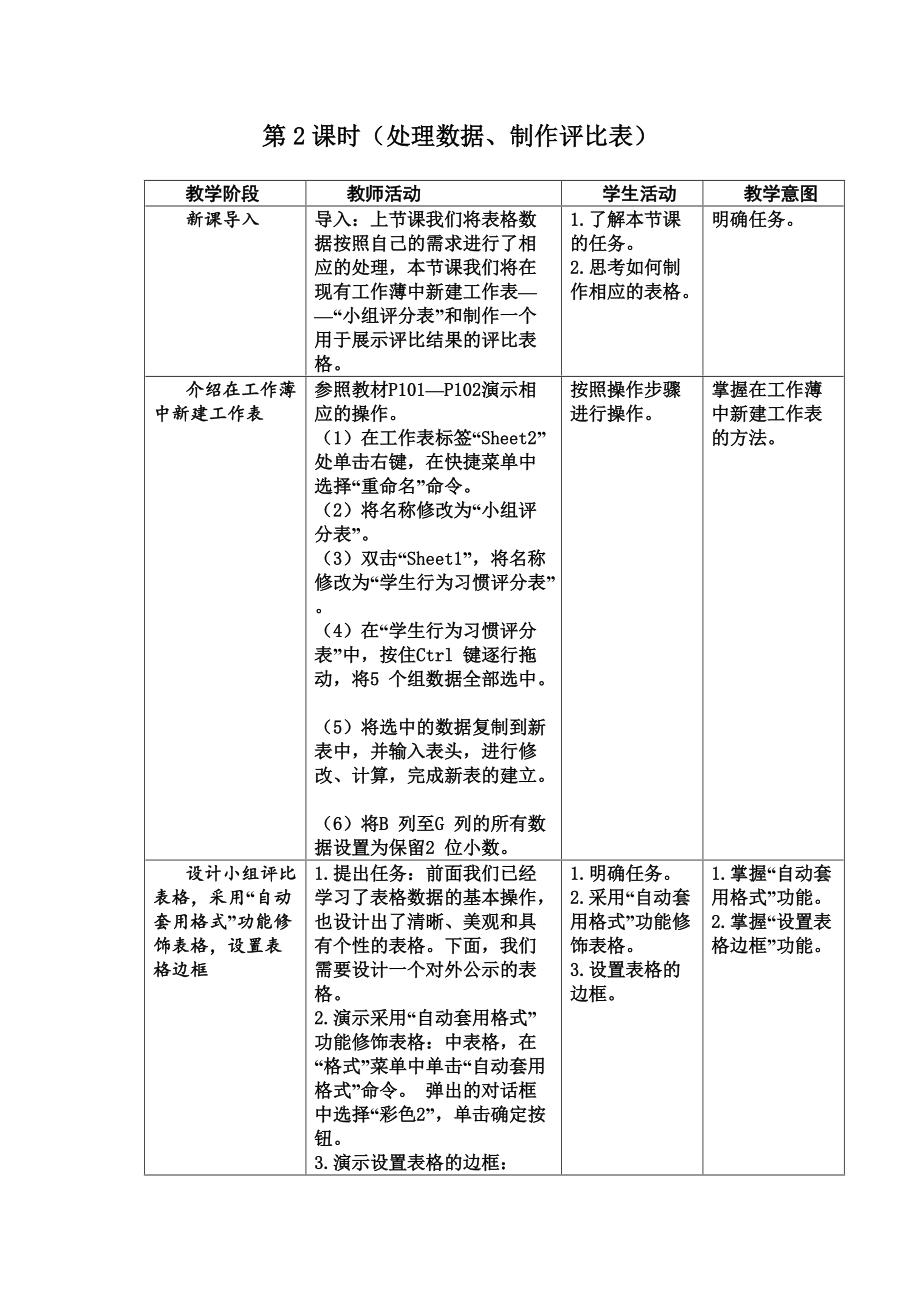 沪科版（湖南）八上信息技术3.3 加工处理数据（教案）_第3页