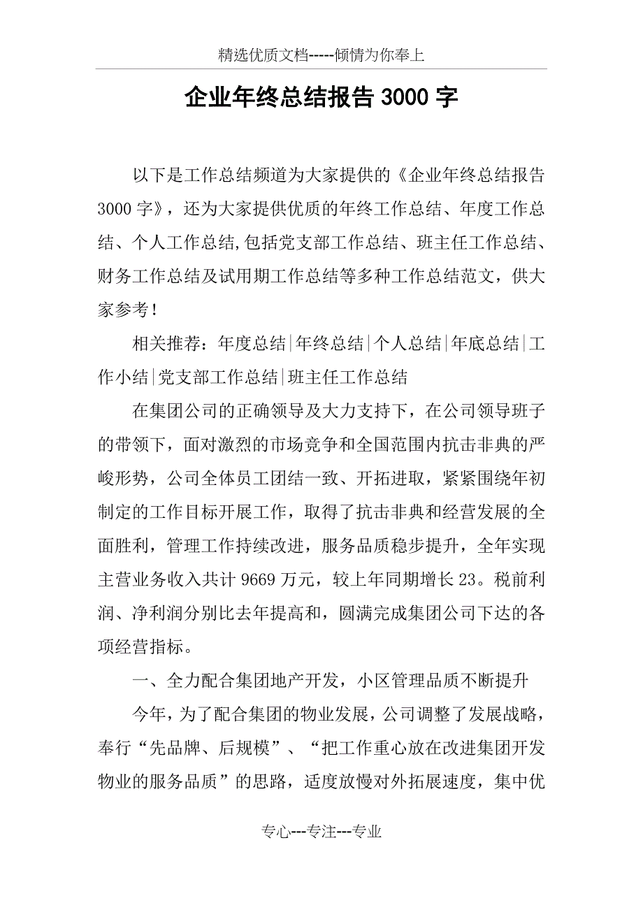 企业年终总结报告3000字(共12页)_第1页