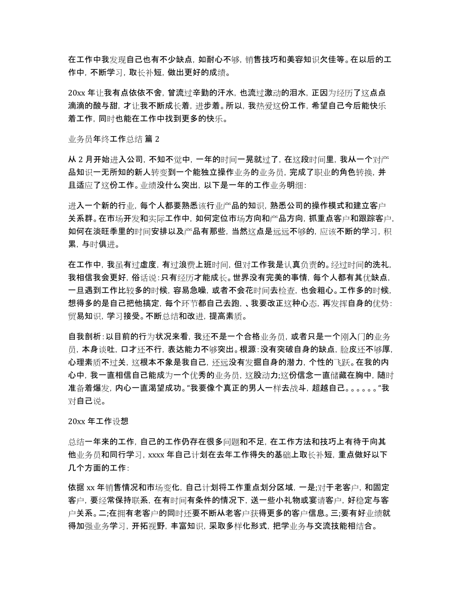 关于业务员年终工作总结范文汇编五篇_第2页