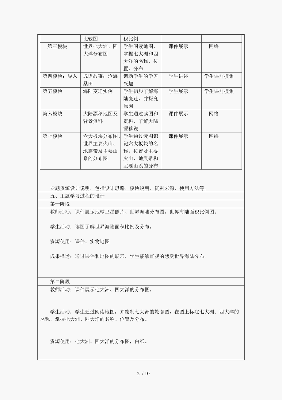 陆地和海洋单元教学设计分享_第2页