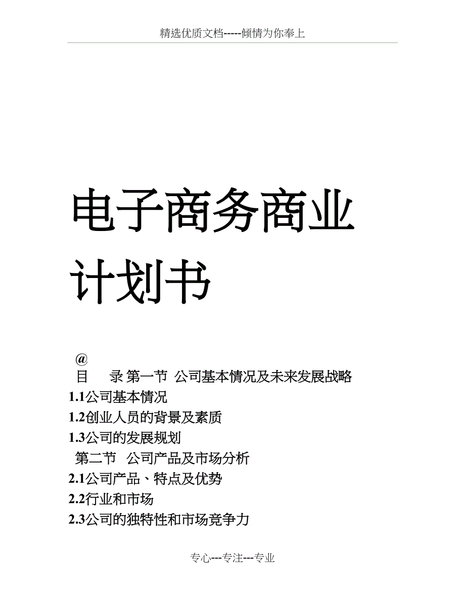 电子商务男鞋商业计划书(共21页)_第1页