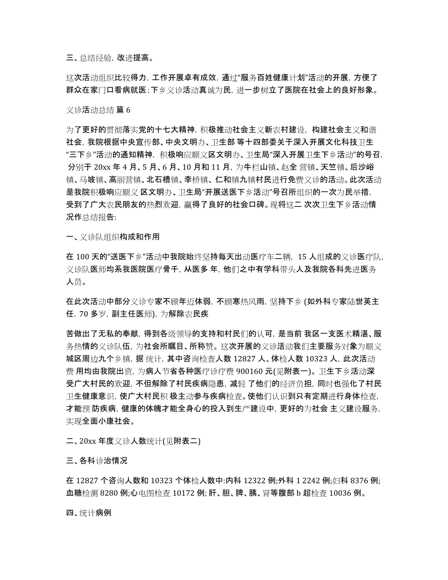 实用的义诊活动总结集锦七篇_第4页