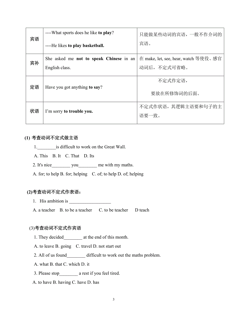 备考2022中考英语中考专题：不定式（答案不全）_第3页