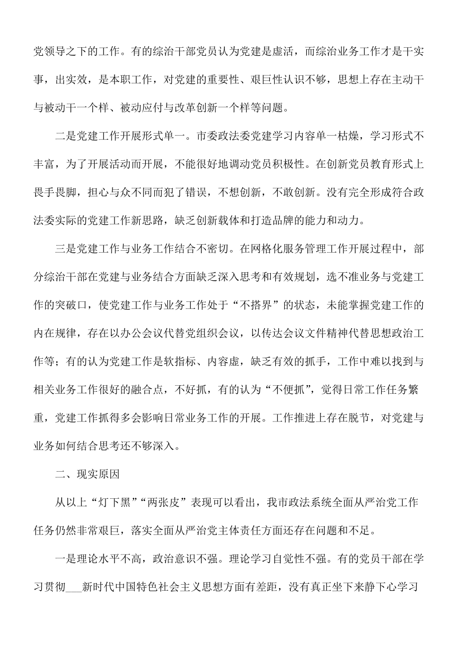 市委政法委关于“灯下黑”“两张皮”等突出问题专题调研报告范文_第2页