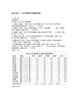 计算机操作员考试复习(第七单元电子表格中的数据处理)