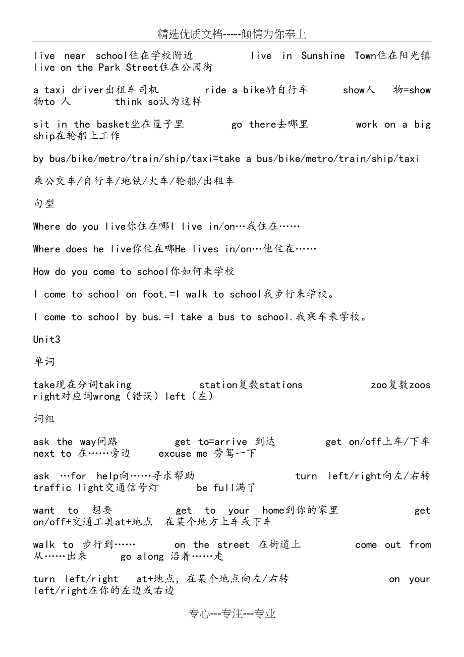 译林版五年级下英语1-4单元知识点(共5页)_第3页