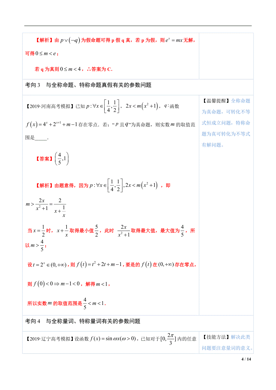 2021版高中数学必做黄金100题5 含参数的简易逻辑问题（解析版）_第4页