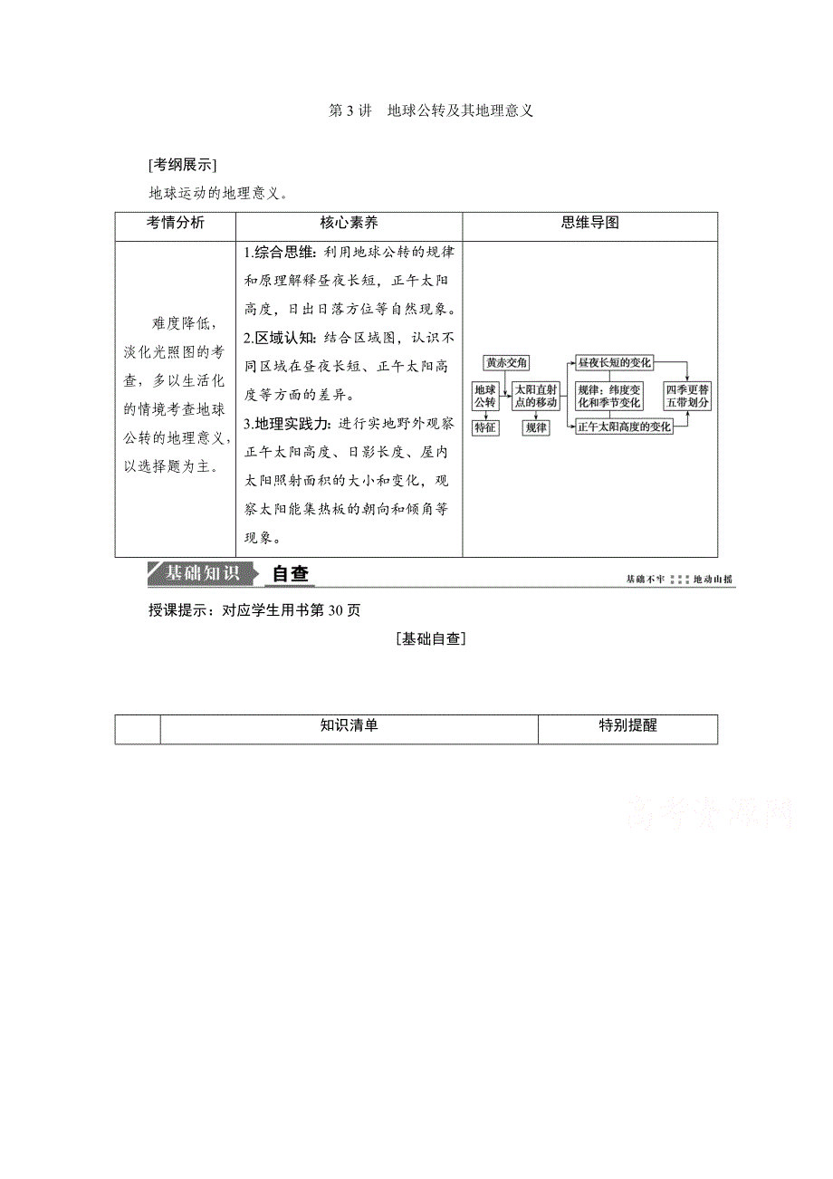 2021届新高考地理人教版复习创新讲义-第2章第3讲地球公转及其地理意义-含解析_第1页