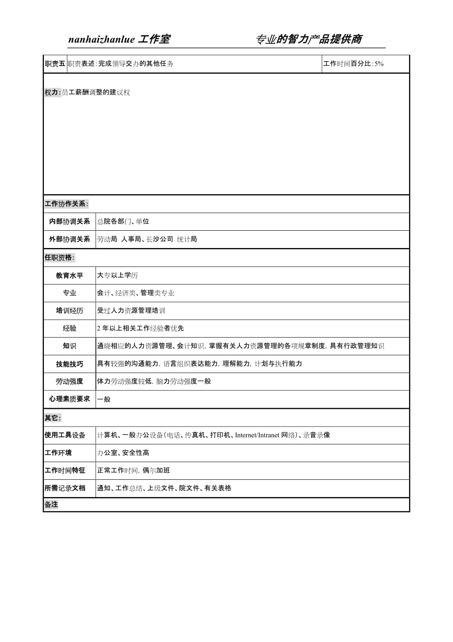 [精选]某勘测设计研究院工资管理职务说明书_第2页