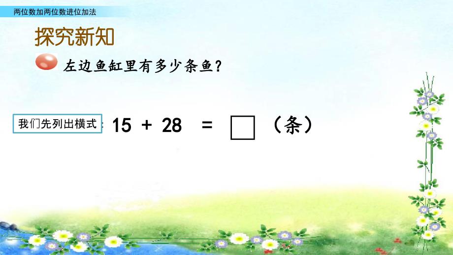 【名师课件】青岛版五年制二下 6、100以内的加减法（二）6.3 两位数加两位数进位加法_第3页