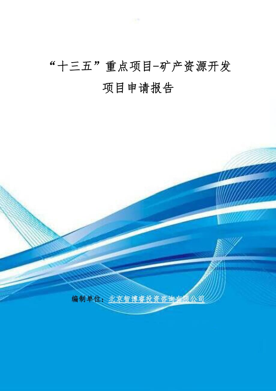 十三五”重点项目-矿产资源开发项目申请报告_第1页