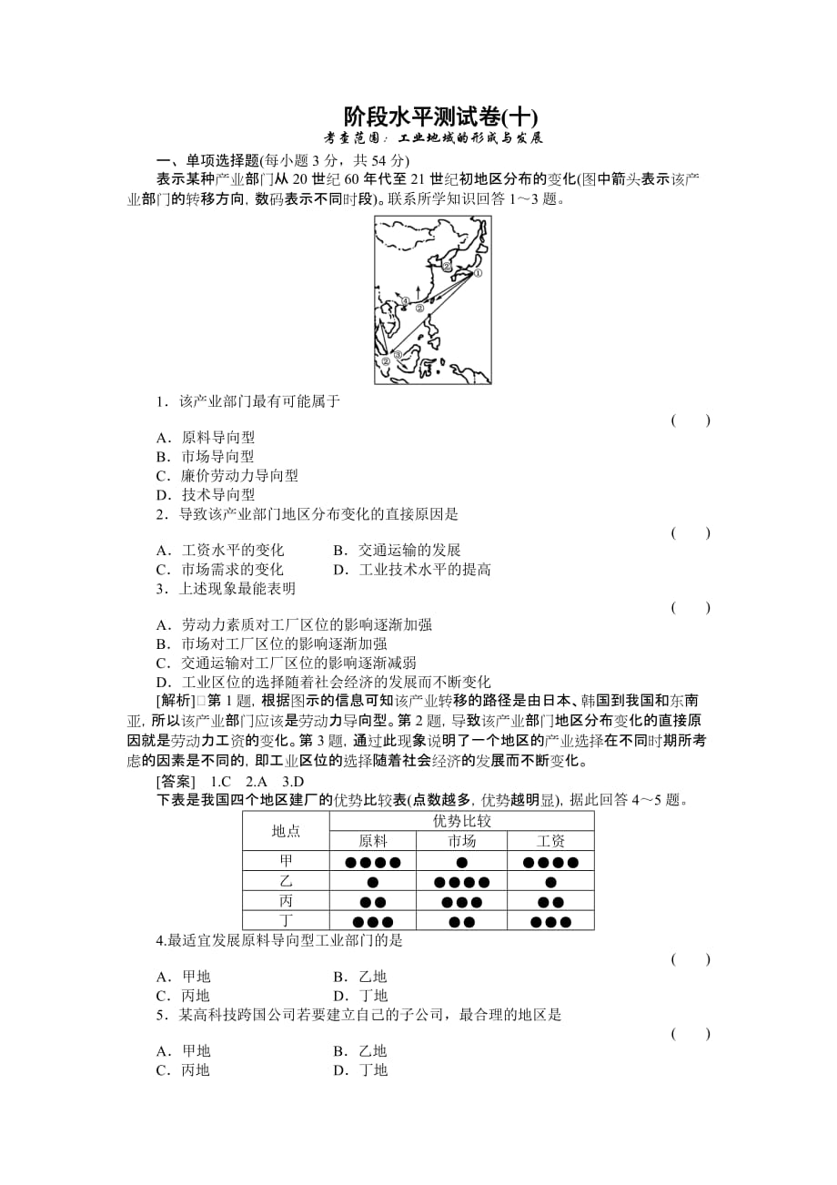 [精选]工业地域的形成与发展测试卷_第1页