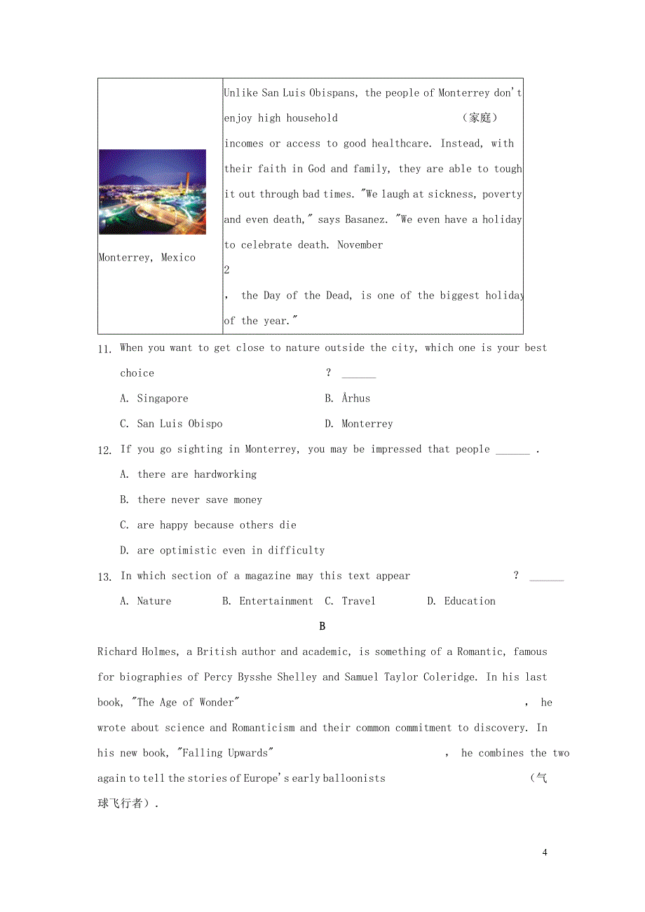 河北省张家口市宣化一中2020_2021学年高二英语上学期期末考试试题_第4页