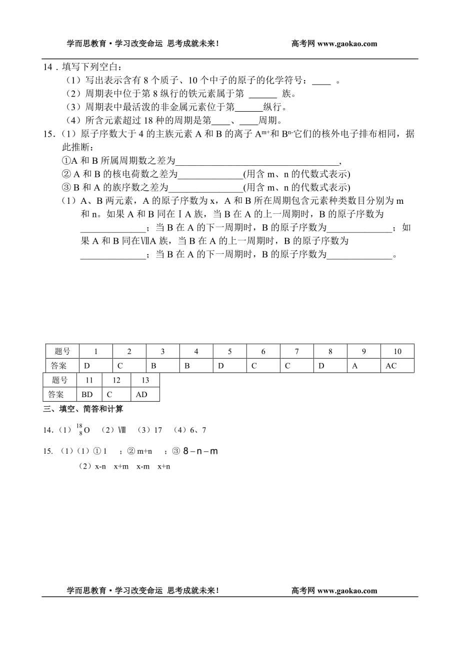 高一化学—元素周期表_第3页