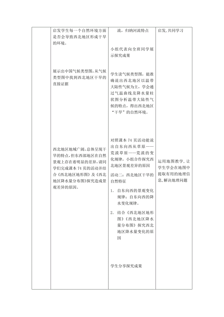 初中地理_西北地区自然环境与农业教学设计学情分析教材分析课后反思_第2页