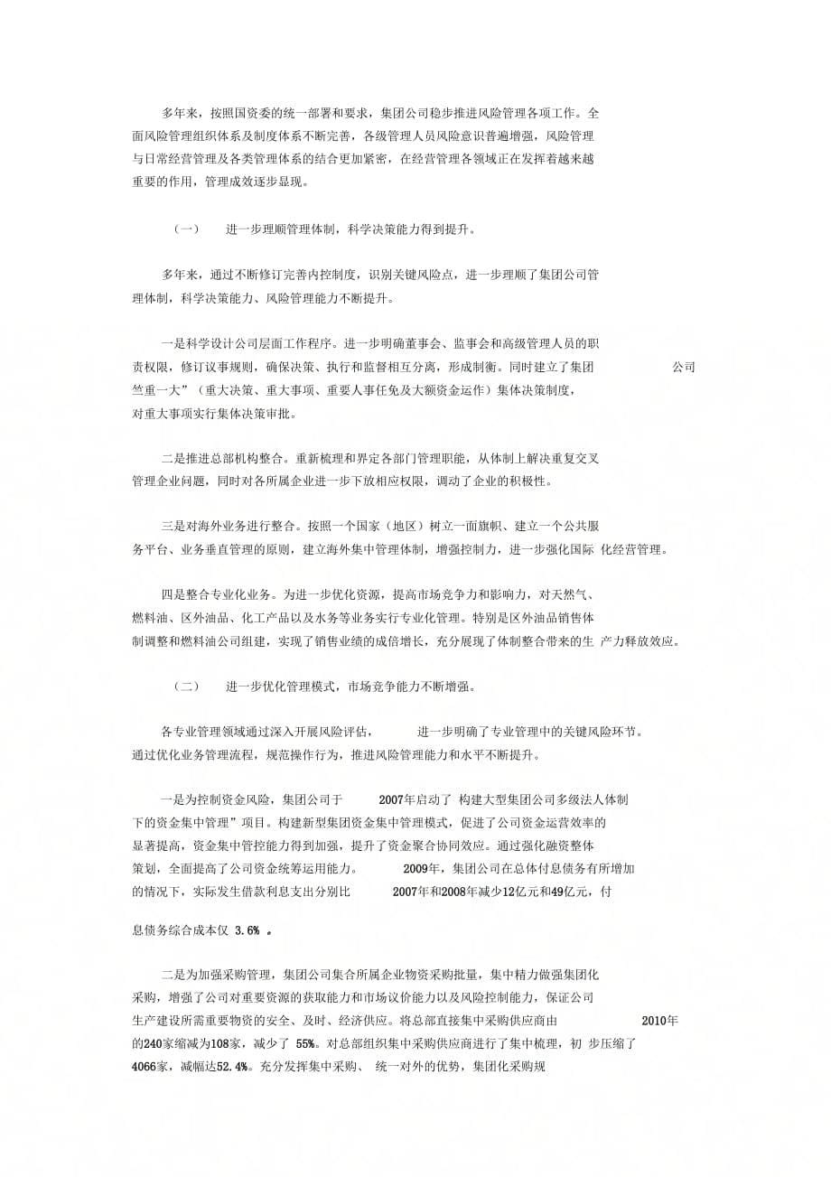 中国石油化工集团公司健全组织与制度体系强化专项风险管理努力推进风险管理常态化_第5页