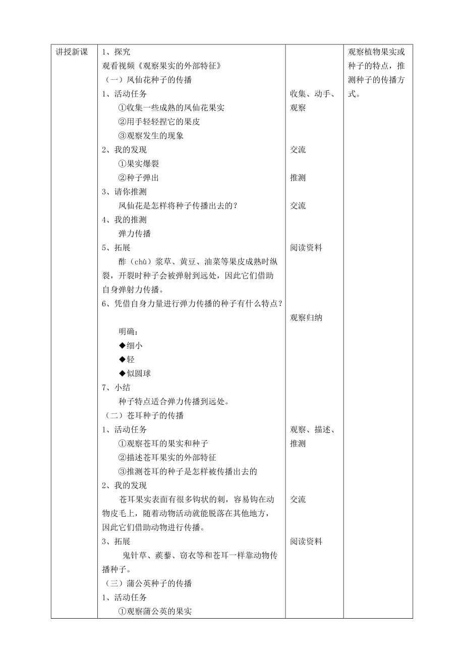 新教科版四年级科学下册1.7《种子的传播》教案_第2页