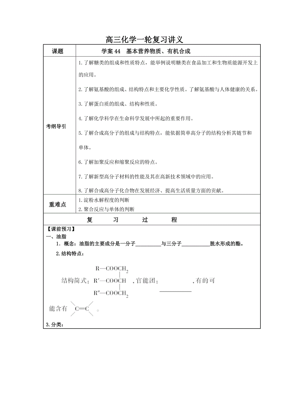 （推荐）学案44基本营养物质、有机合成_第1页