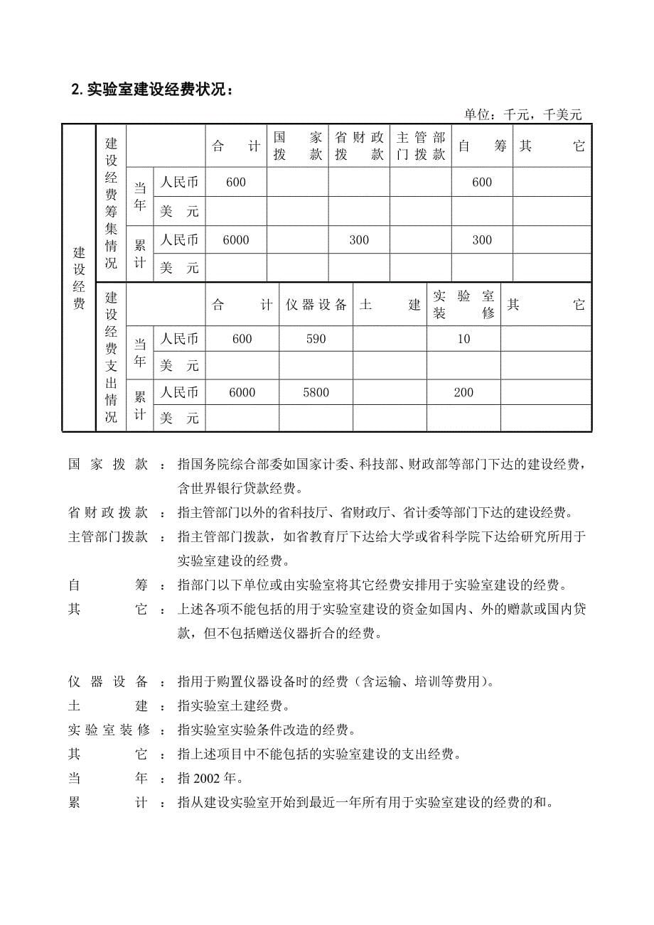 2002年度河北省重点实验室、中试基地、工程技术中心管理信息统计报表_第5页