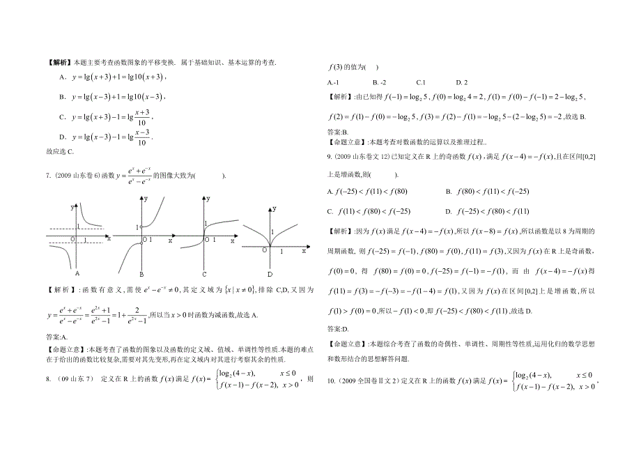 2012年高考文科数学专题复习函数与导数_第2页