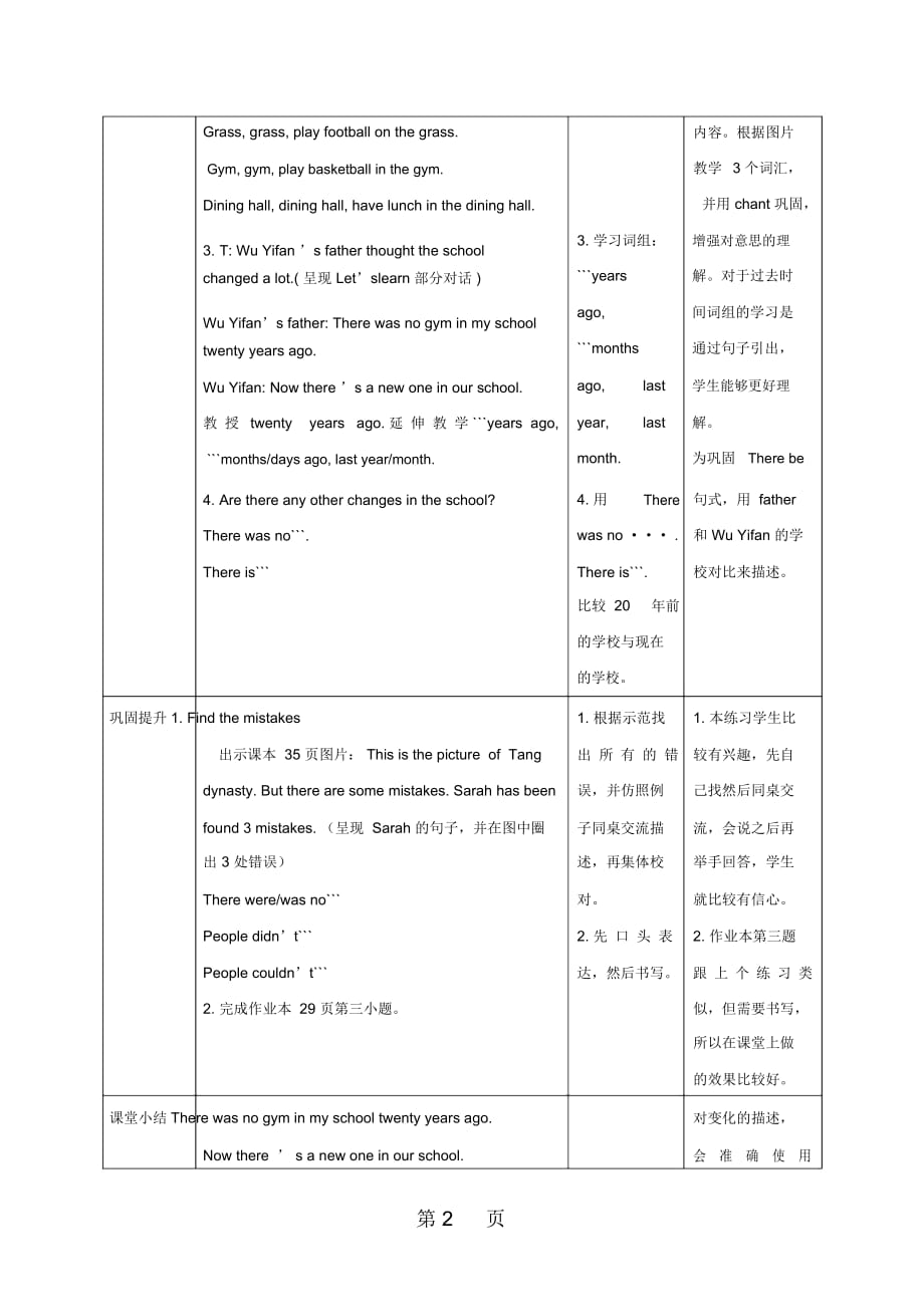 六年级下册英语教案Unit4ThenandnowPALet’slearn人教(PEP)_第2页