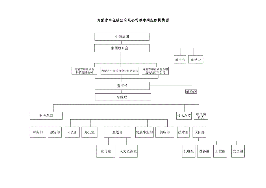 [精选]某镁业有限公司筹建期组织机构图_第1页