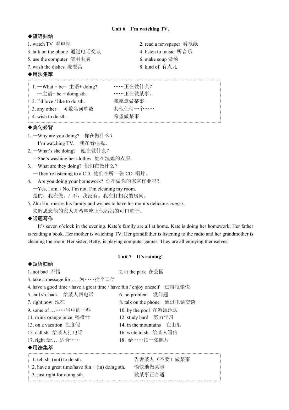 2014新版人教版七年级英语下册各单元知识点汇10页_第5页